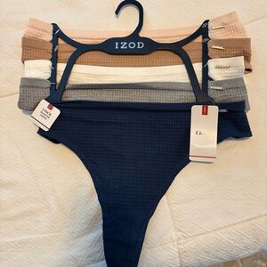 Izod Ribbed 5-Pack Thong Set in Navy, Gray, Cream, Tan, Blush